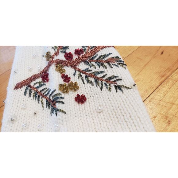 Quacker Factory Sweater Christmas White Zip Cardigan Sequin Cardinals sz 8 - Picture 4 of 15